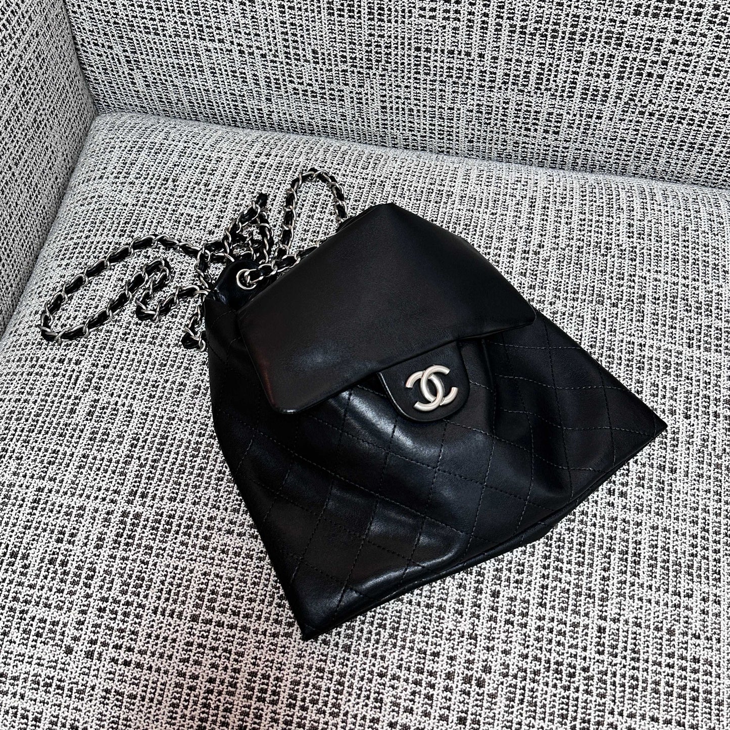 CC 26s Flap Tote Bag Black Lambskin