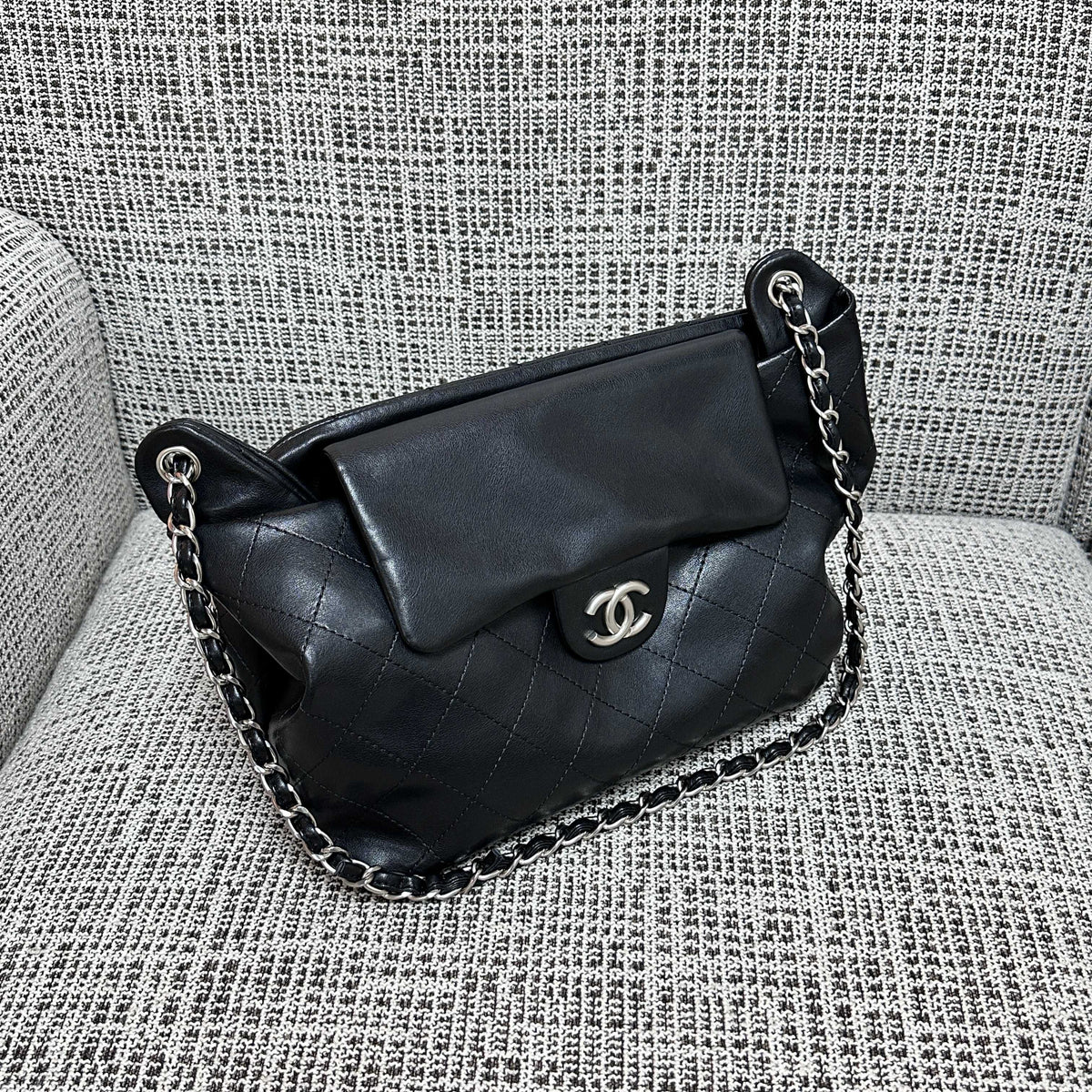 CC 26s Flap Tote Bag Black Lambskin