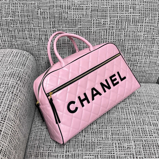 CC 1995 Bowling Duffle Bag 46cm Pink Lambskin
