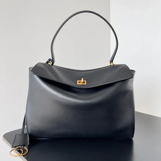 Balenciaga Large Rodeo Bag 40 Black Calfskin Gold Hardware