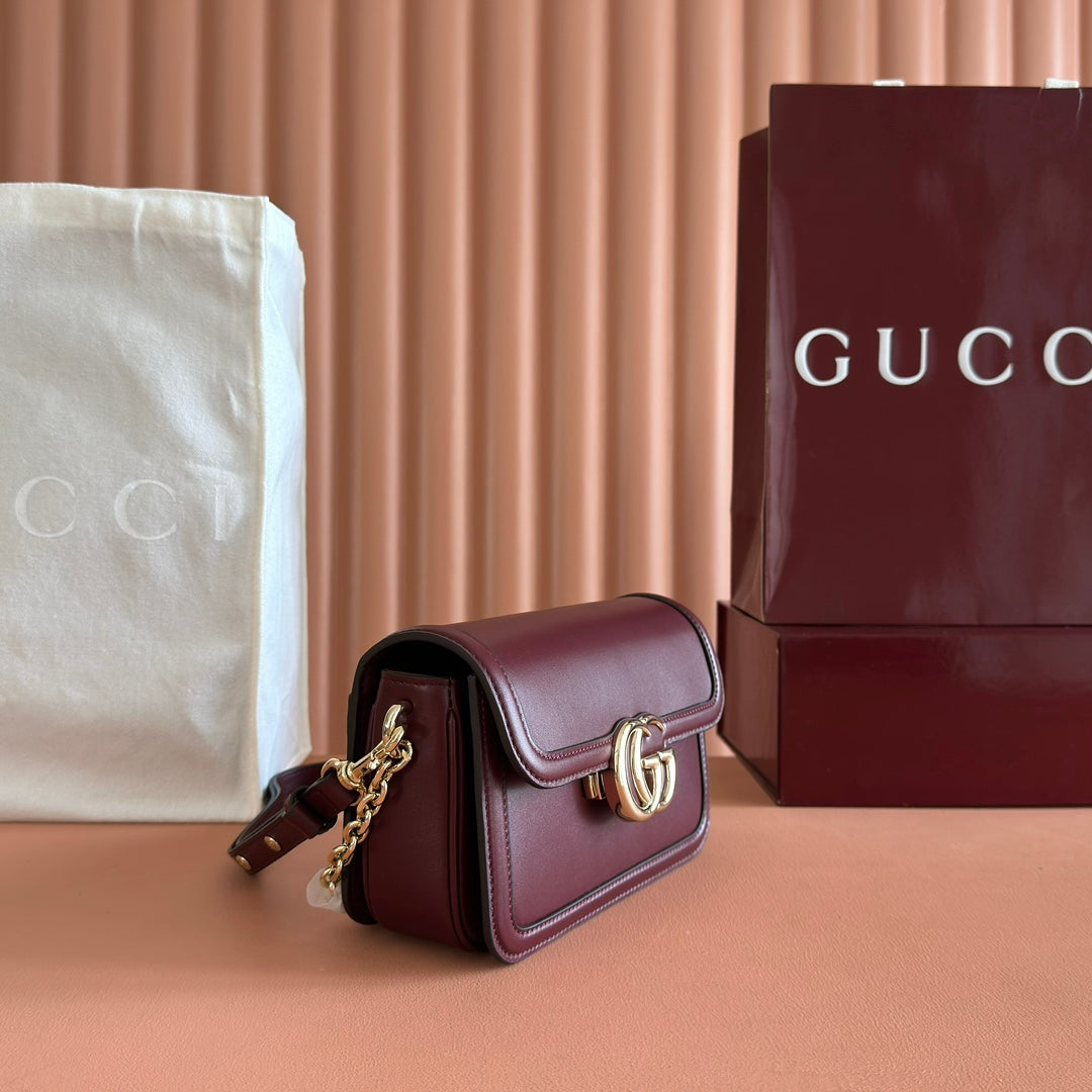 GG Go Small Shoulder Bag Dark Burgundy Cafskin 272153