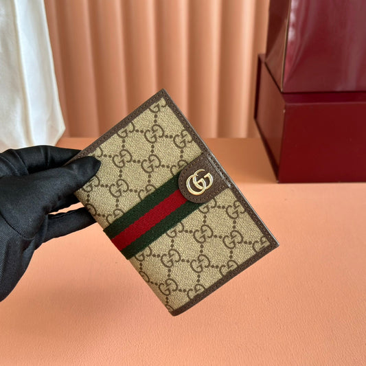 GG Ophidia Passport Case Brown Beige Canvas Leather