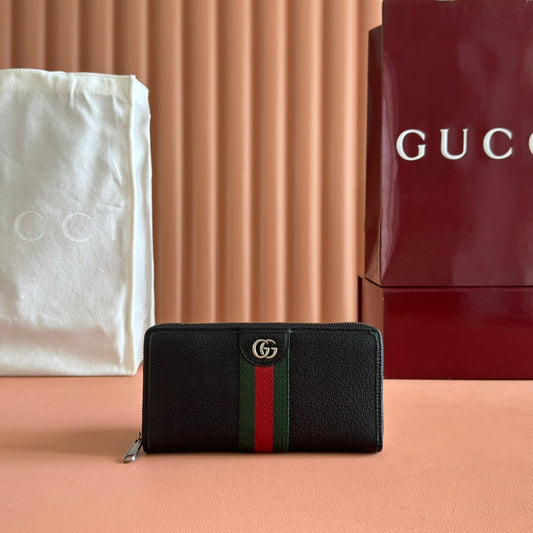 GG Ophidia Zip Around Wallet Black Leather