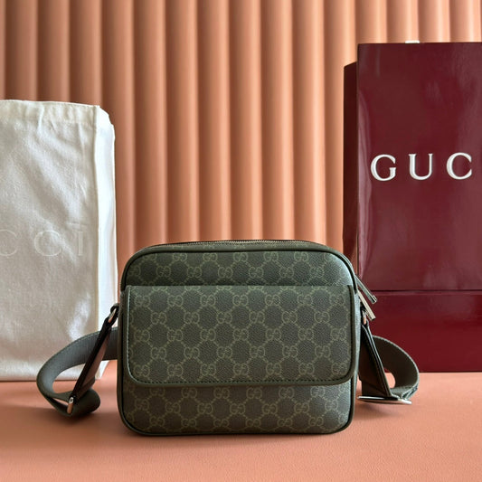 GG Monogram Small Crossbody Bag Forest Green Fabric