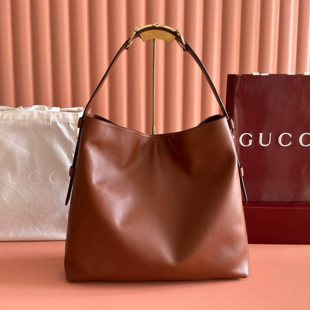 GG Beatrix Large Tote Bag Brown Smooth Leather GHW 272136