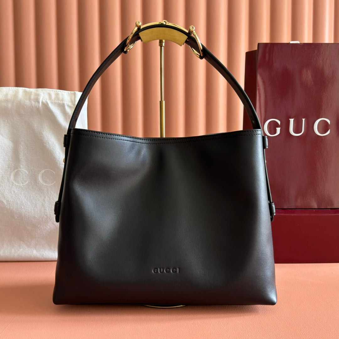GG Beatrix Large Tote Bag Black Smooth Leather GHW 272128