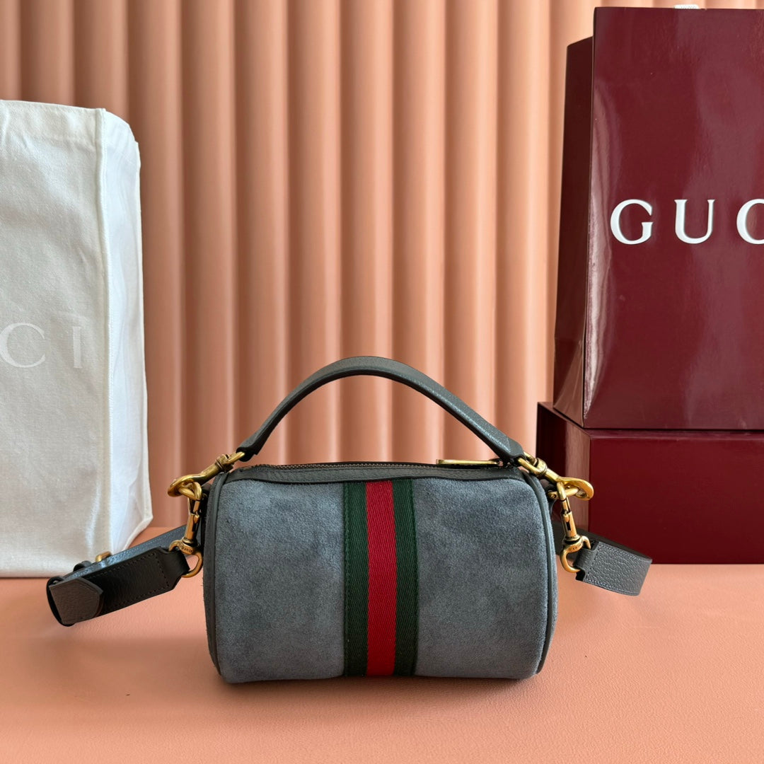 GG AW 25 Ophidia Mini Bag 18.5 Dark Grey Suede