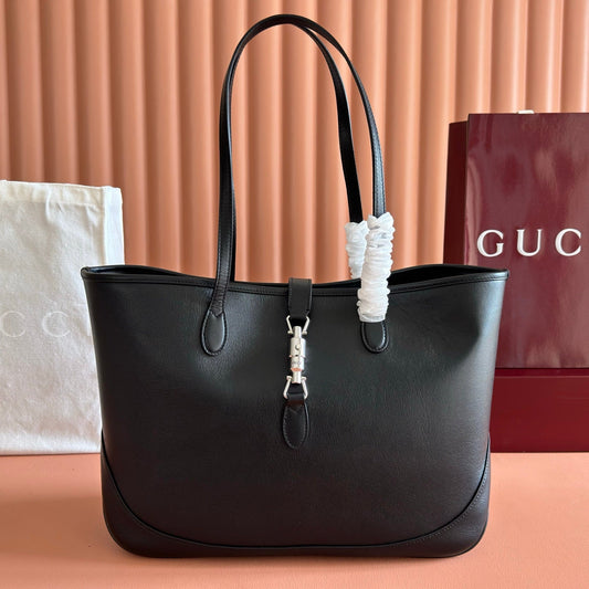 GG Jackie Medium Tote Bag Black Lambskin