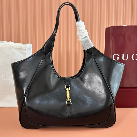 GG Mercato Large Tote Bag Black Lambskin