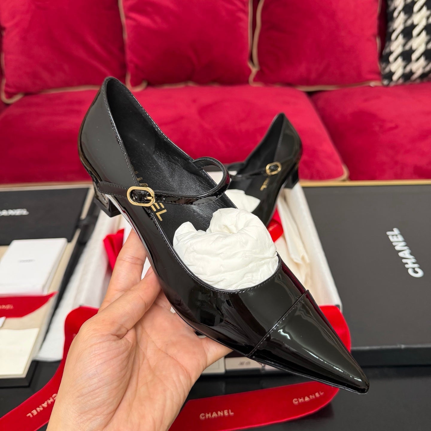 CC 26s Mary Janes Black Patent Calfskin 742767