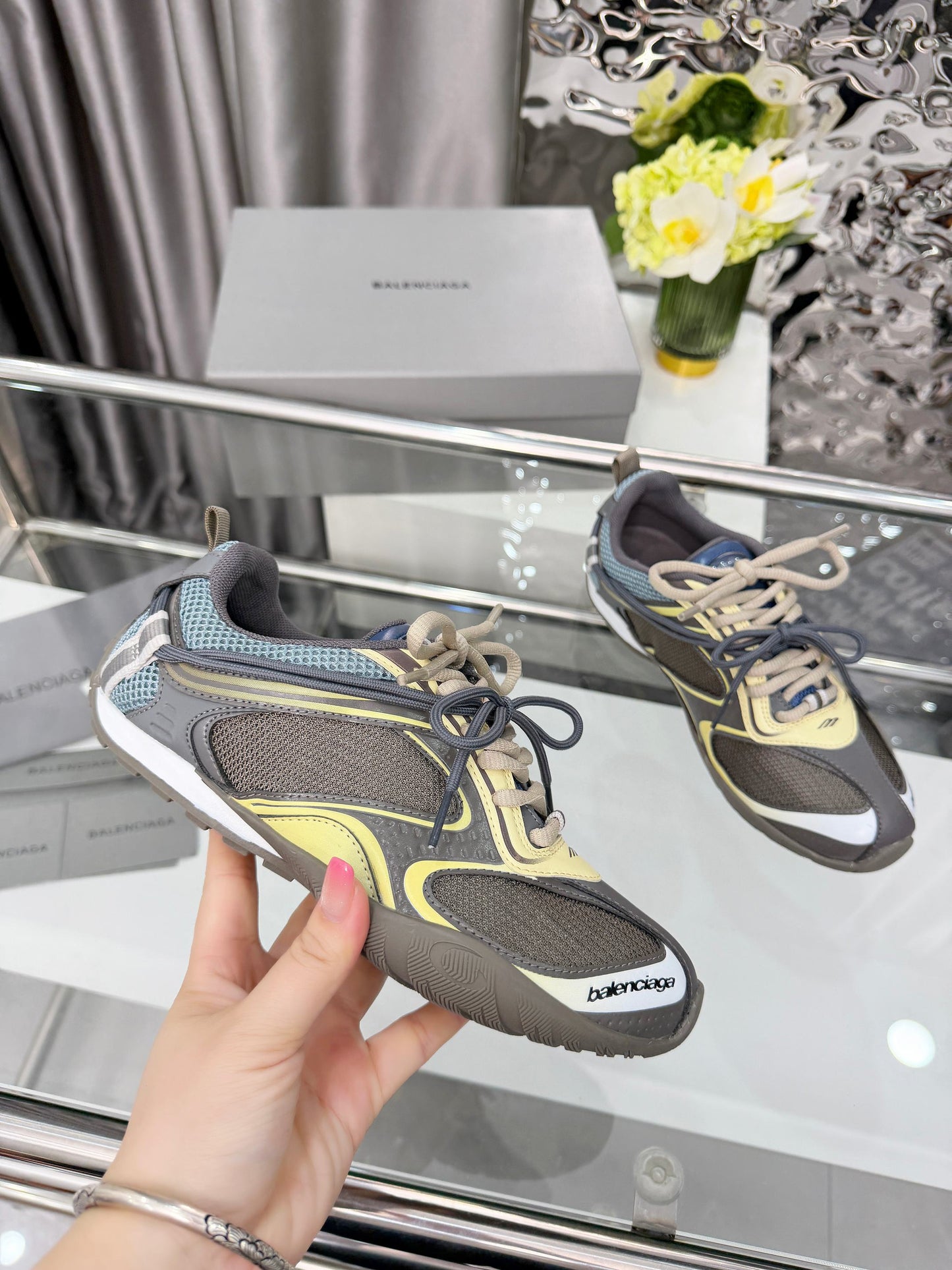 Balenciaga Monday Sneakers Yellow Olive Mesh TPU 714948