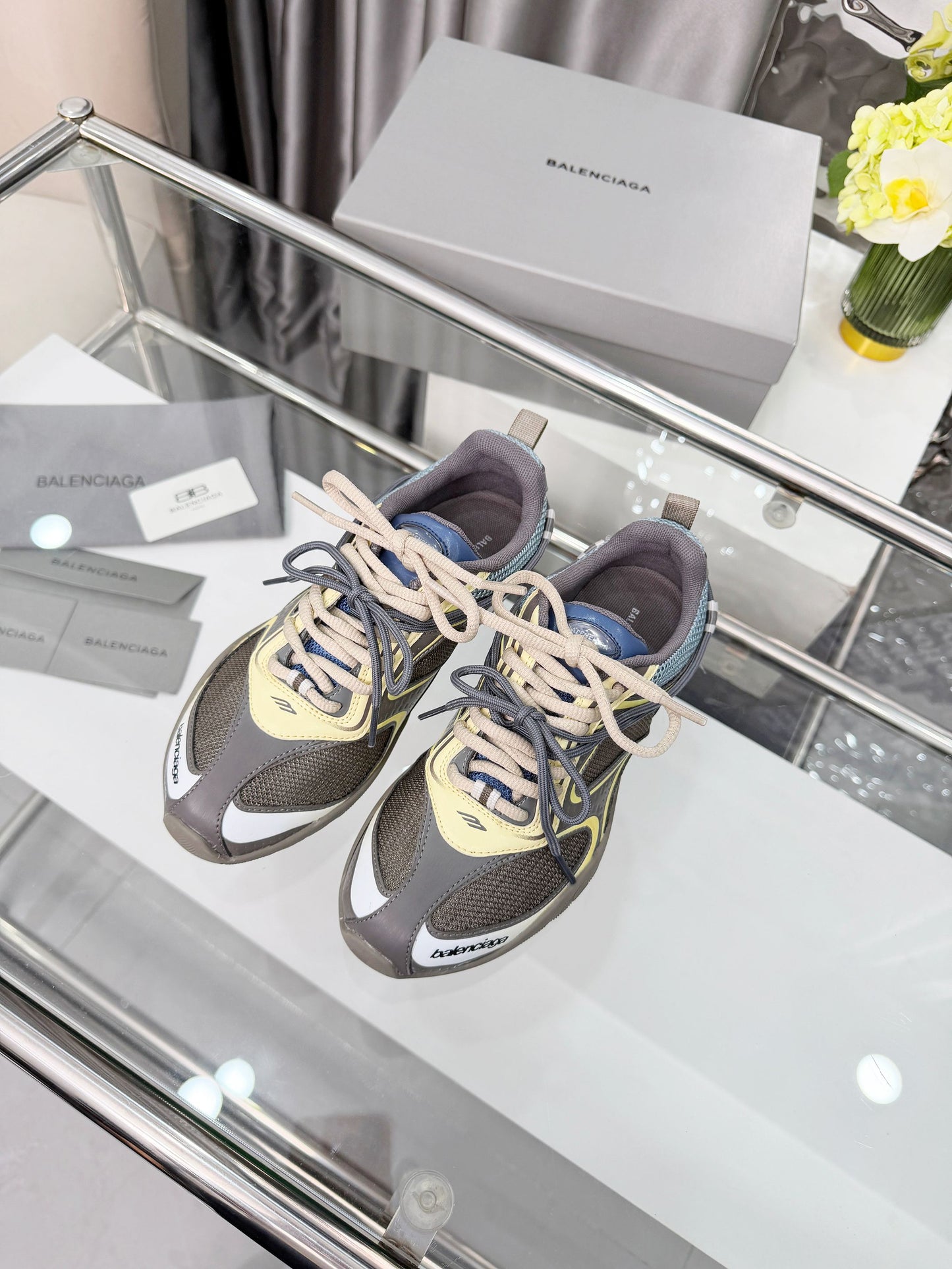 Balenciaga Monday Sneakers Yellow Olive Mesh TPU 714948