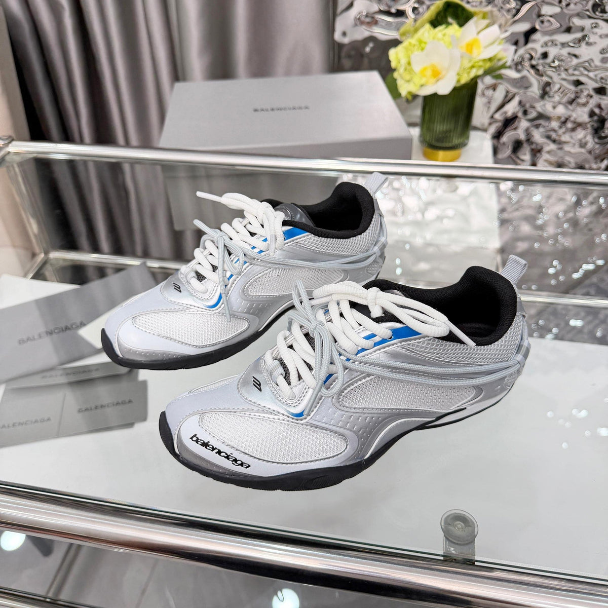 Balenciaga Monday Sneakers White Sliver Mesh TPU 714947