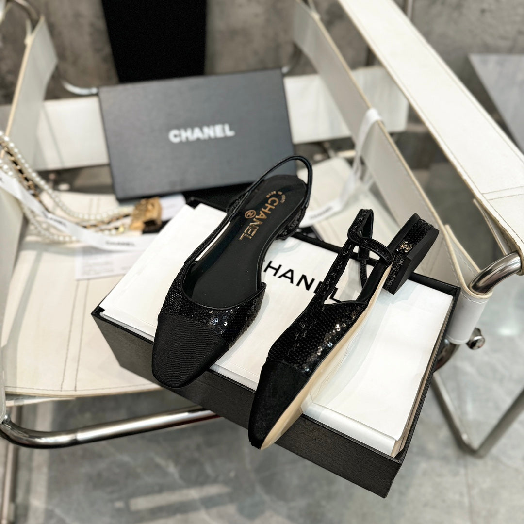 CC 26s Slingback Black Glittered Sheepskin 816194
