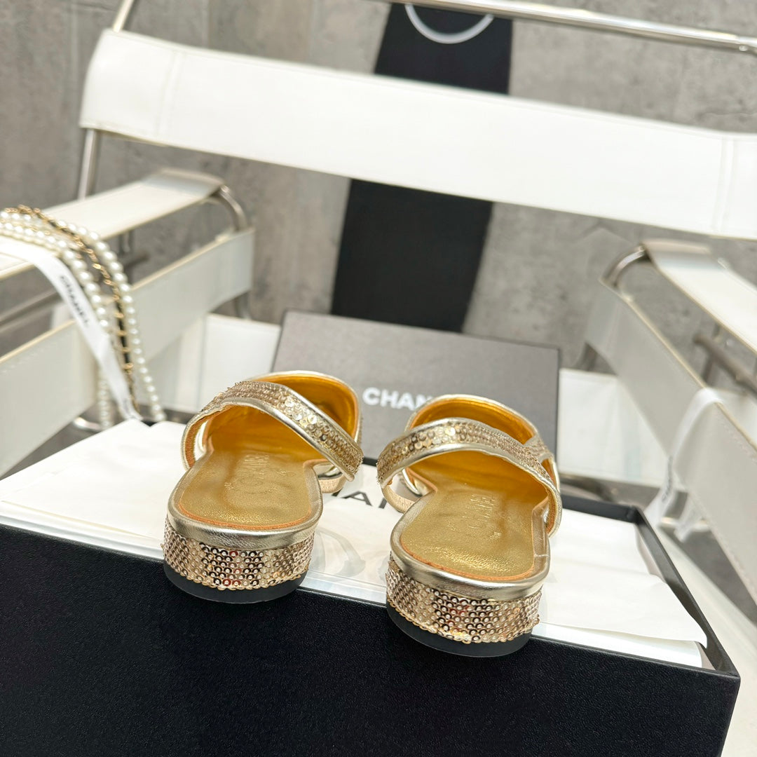 CC 26s Slingback Gold Glittered Sheepskin 816195