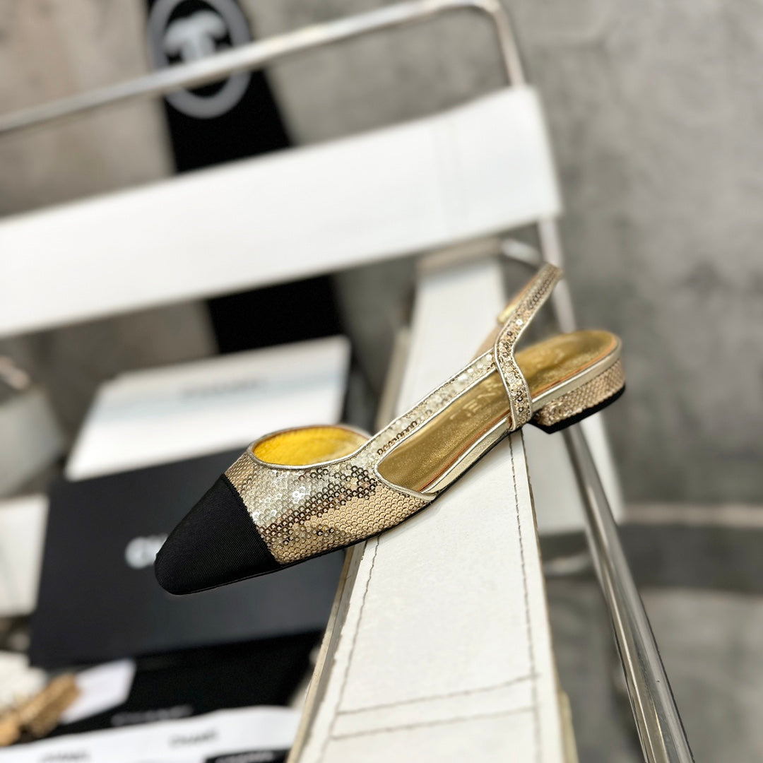 CC 26s Slingback Gold Glittered Sheepskin 816195