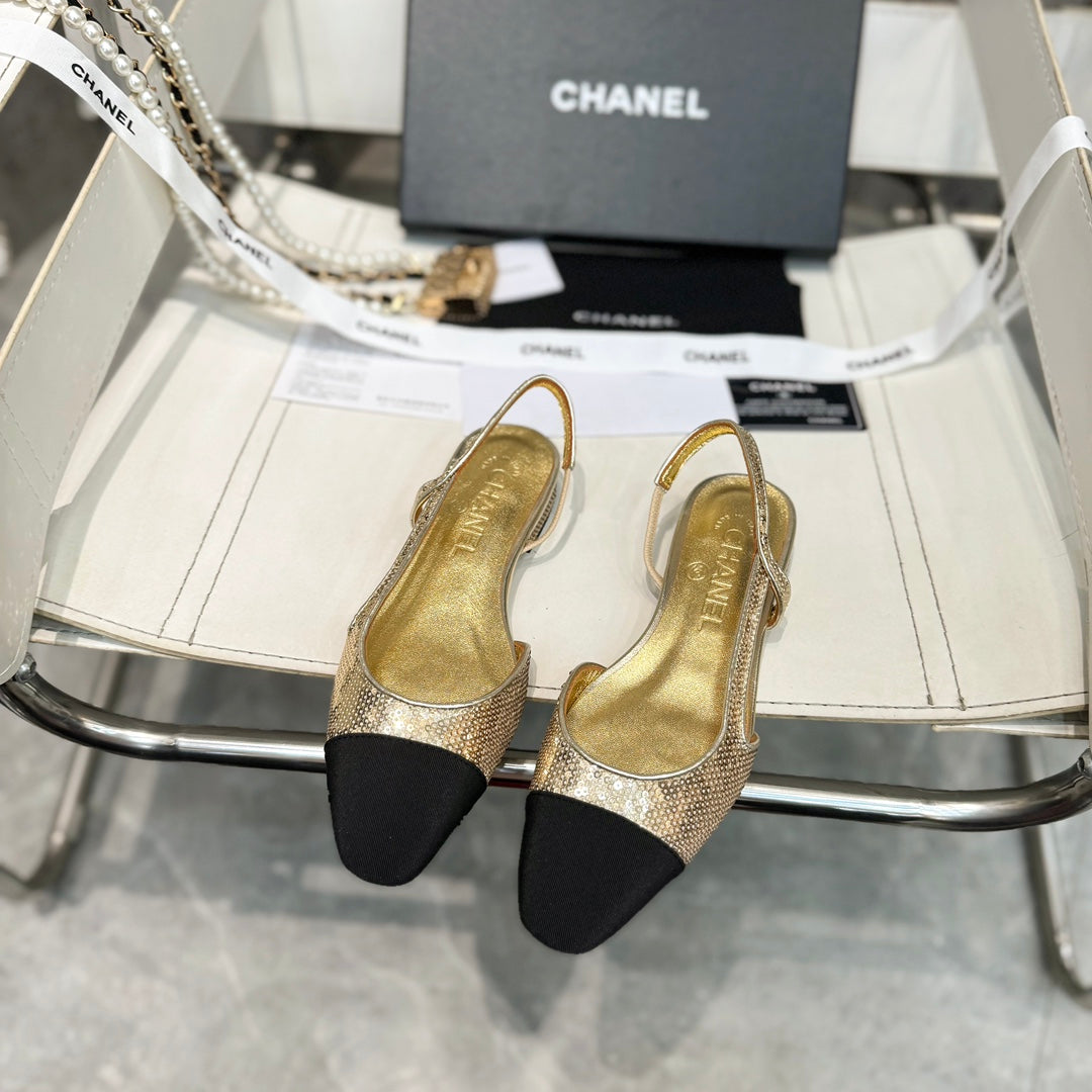 CC 26s Slingback Gold Glittered Sheepskin 816195