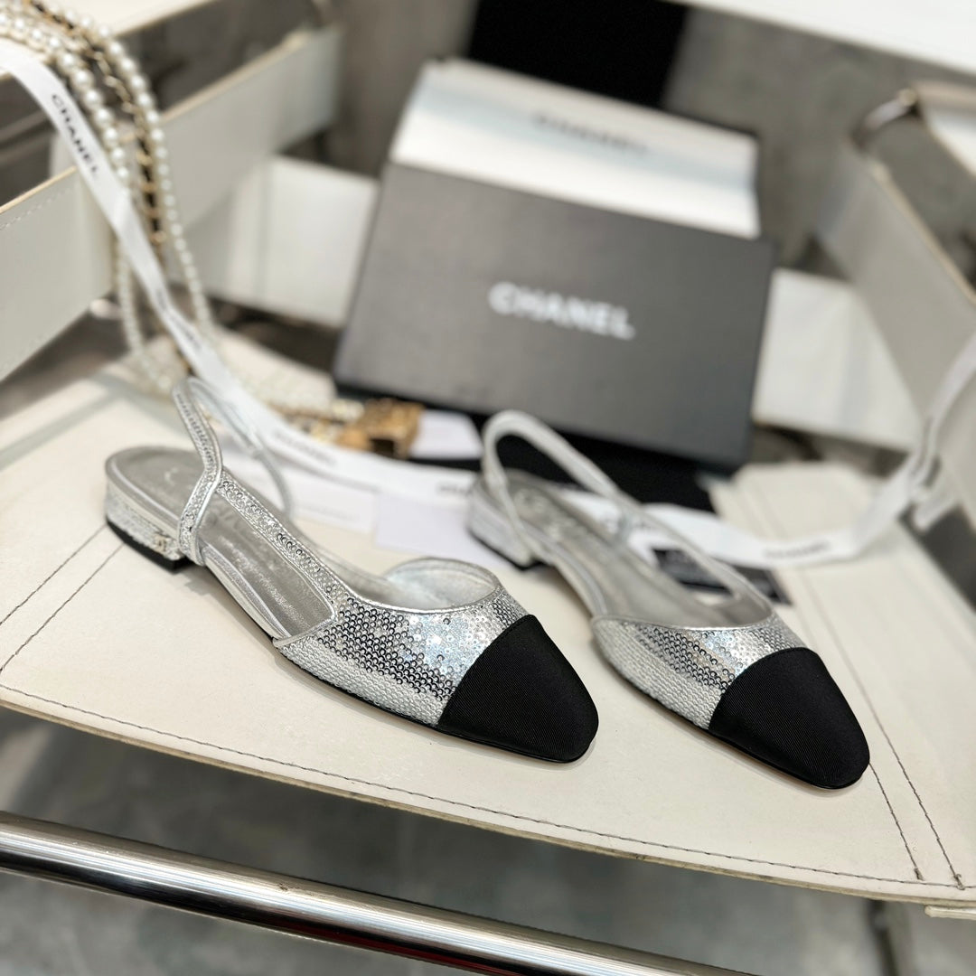 CC 26s Slingback Sliver Glittered Sheepskin 816196