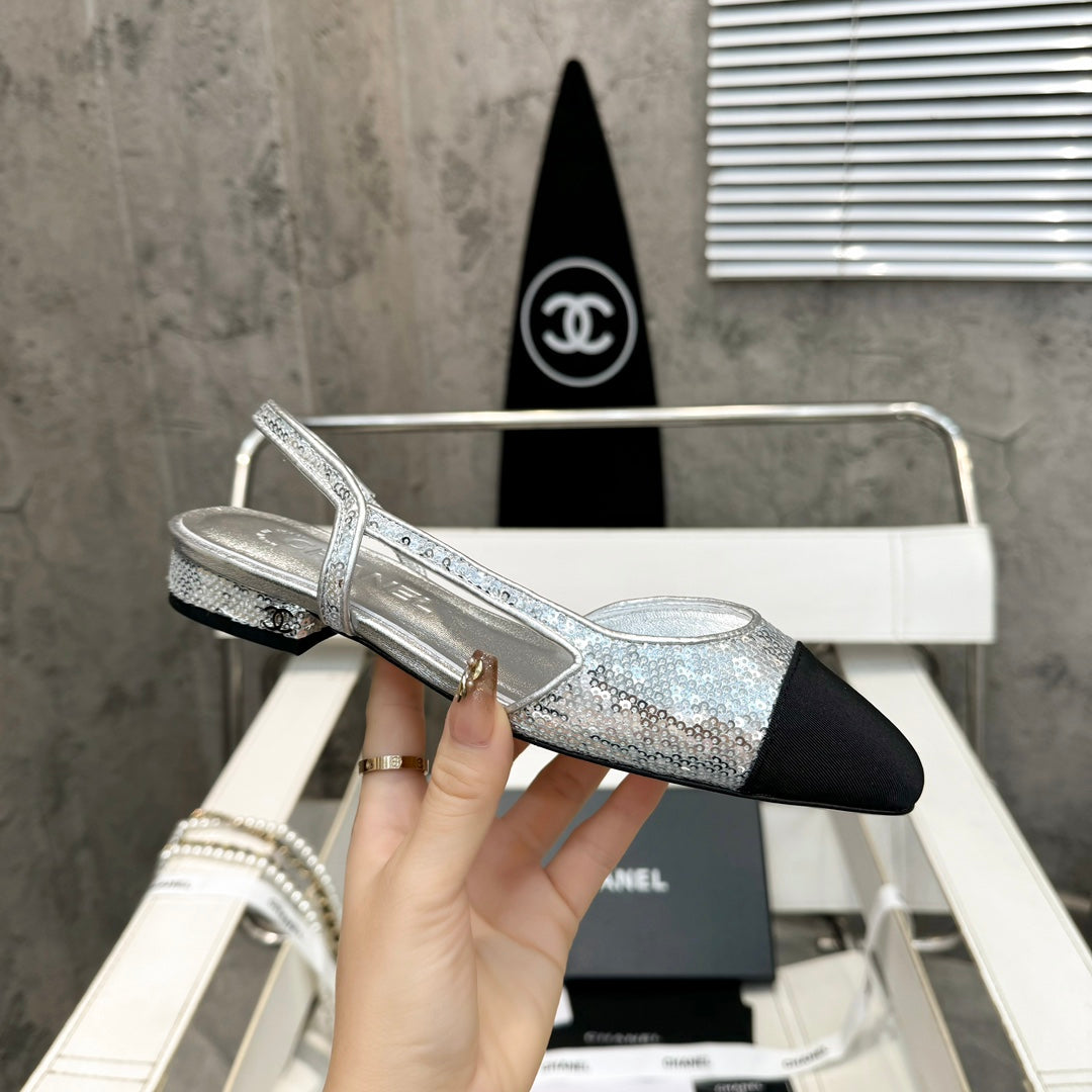 CC 26s Slingback Sliver Glittered Sheepskin 816196