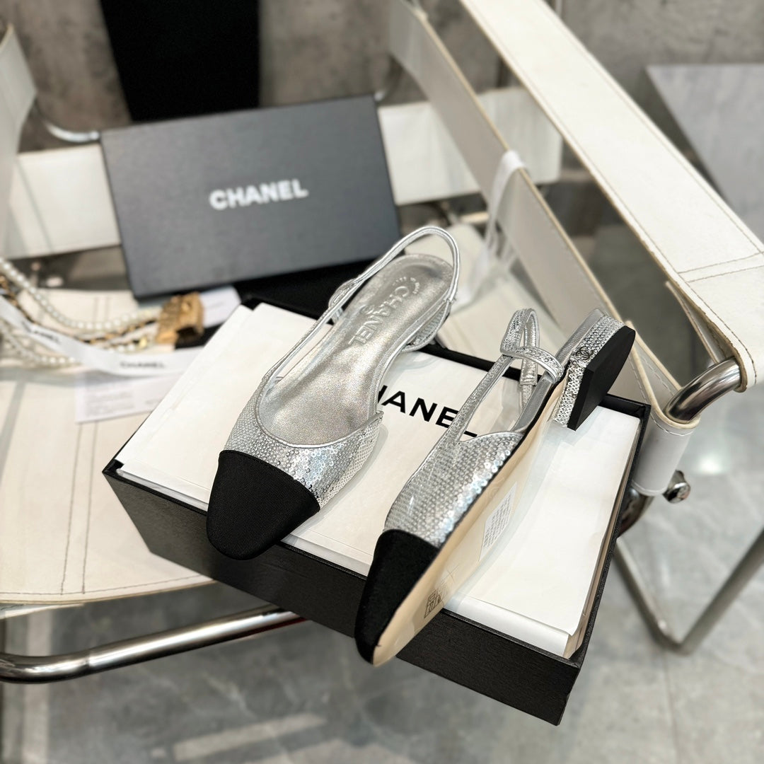 CC 26s Slingback Sliver Glittered Sheepskin 816196