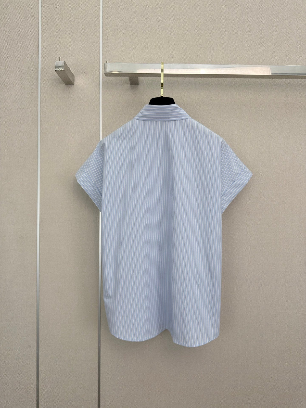 CC Collared Short-Sleeved Shirt Light Blue Cotton