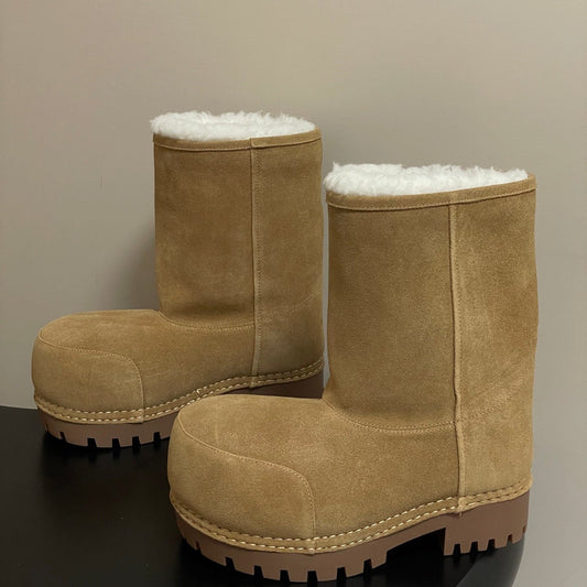 Balenciaga Low Snow Boots Beige Suede 535034