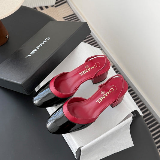 CC 26c Slingback Burgundy Black Patent Leather  Sheepskin 605328