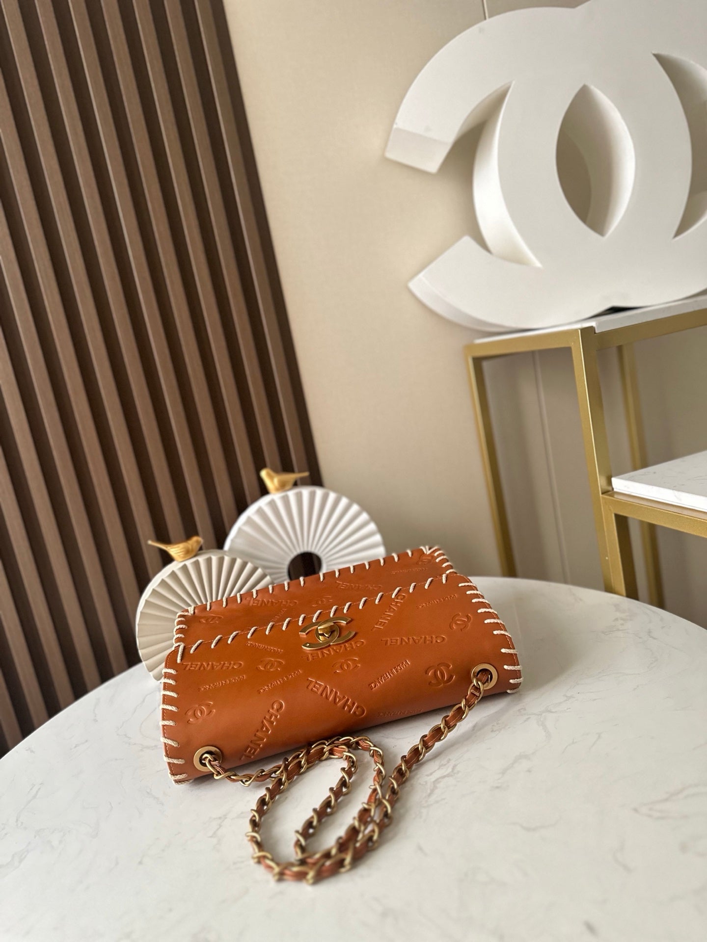CC Western Jumbo Large Flap Bag Light Brown Leather