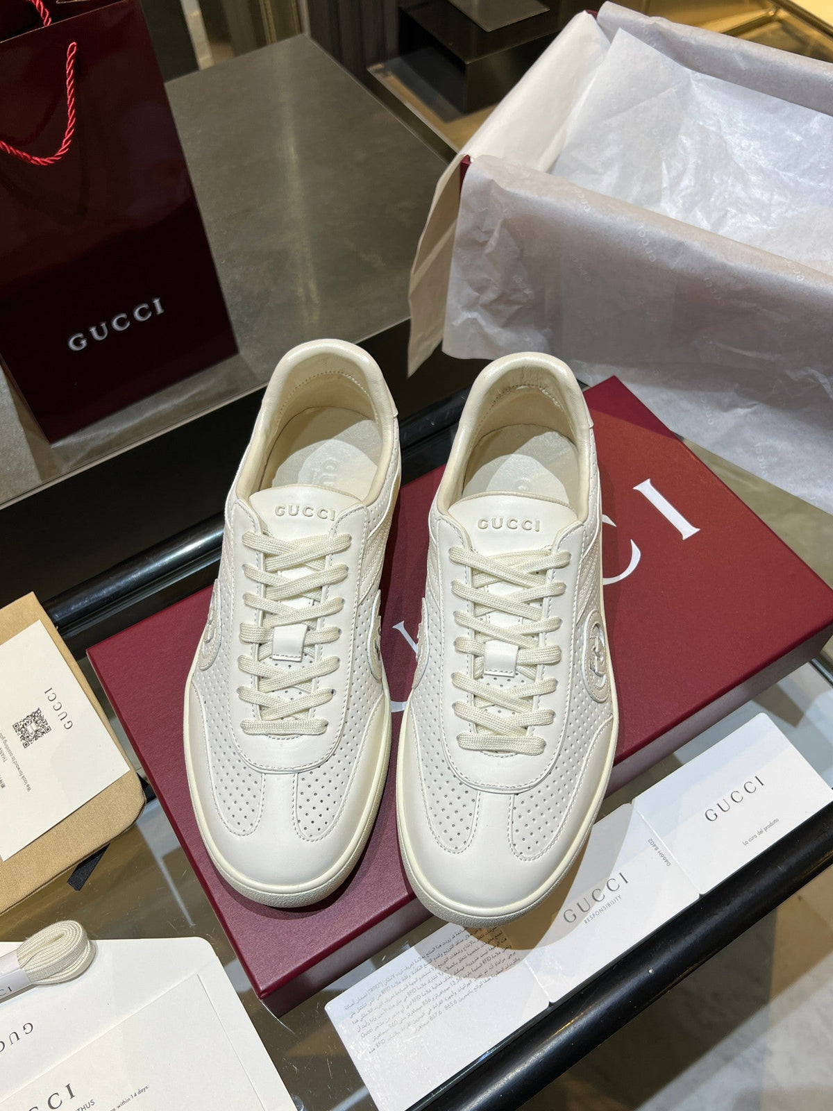 GG G75 Sneaker White Suede Mesh 818357