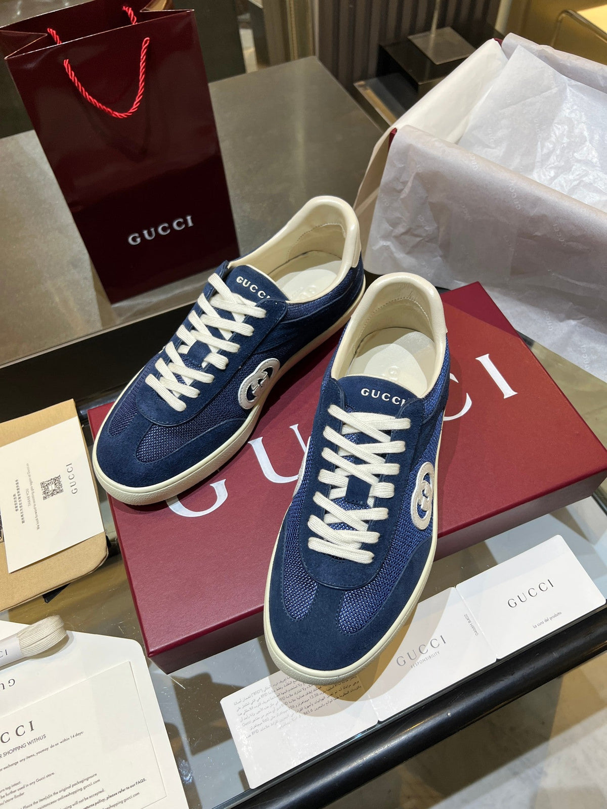 GG G75 Sneaker Dark Blue Suede Mesh 818351