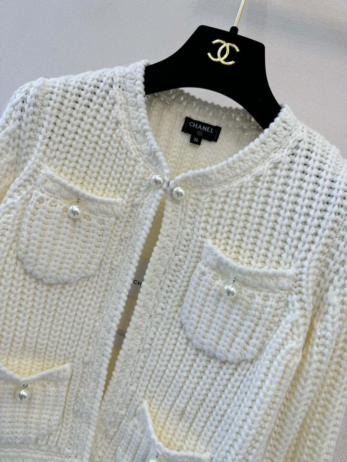 CC 26s Knitted Cardigan Cream Cashmere Wool 424679