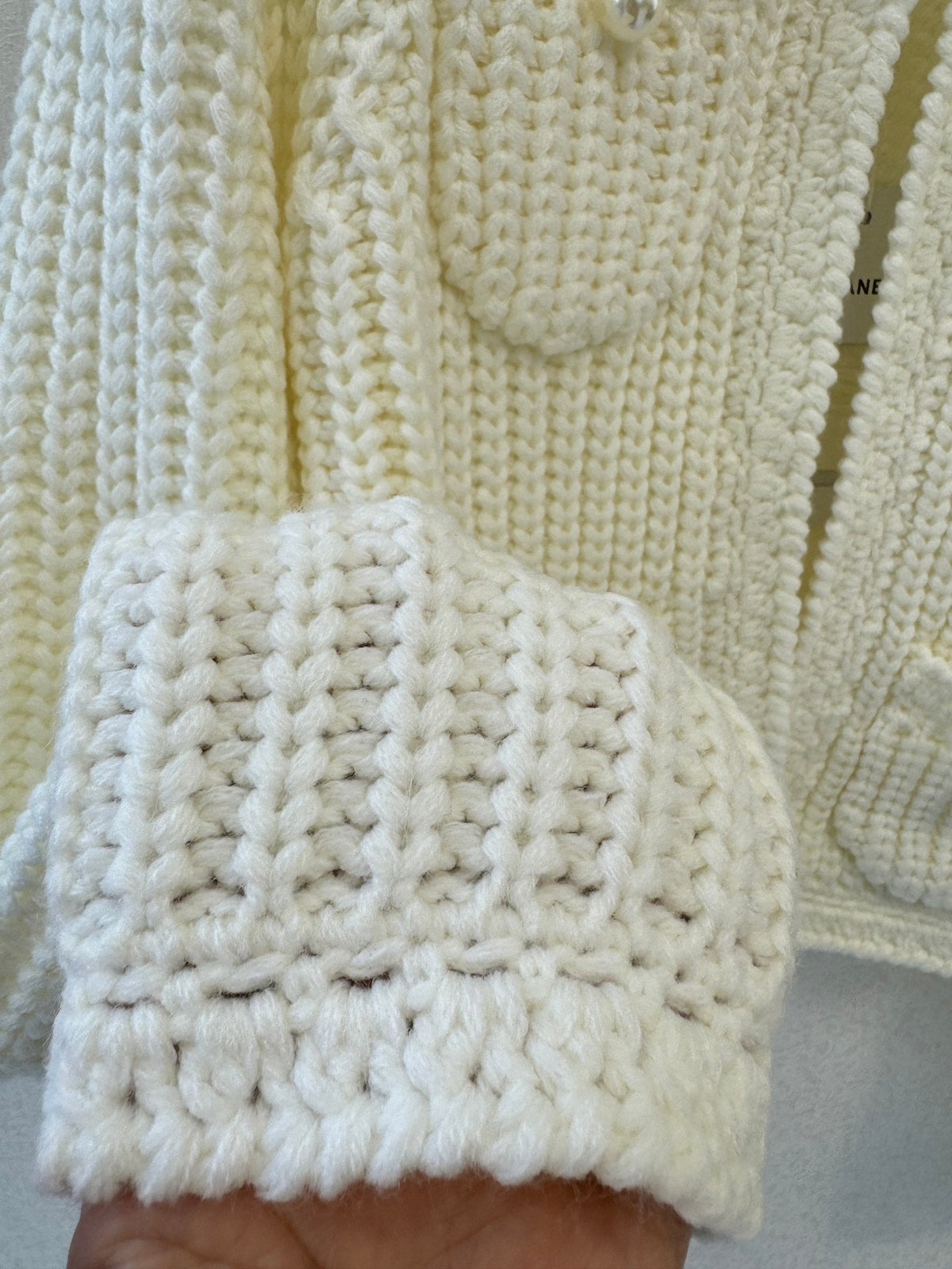 CC 26s Knitted Cardigan Cream Cashmere Wool 424679