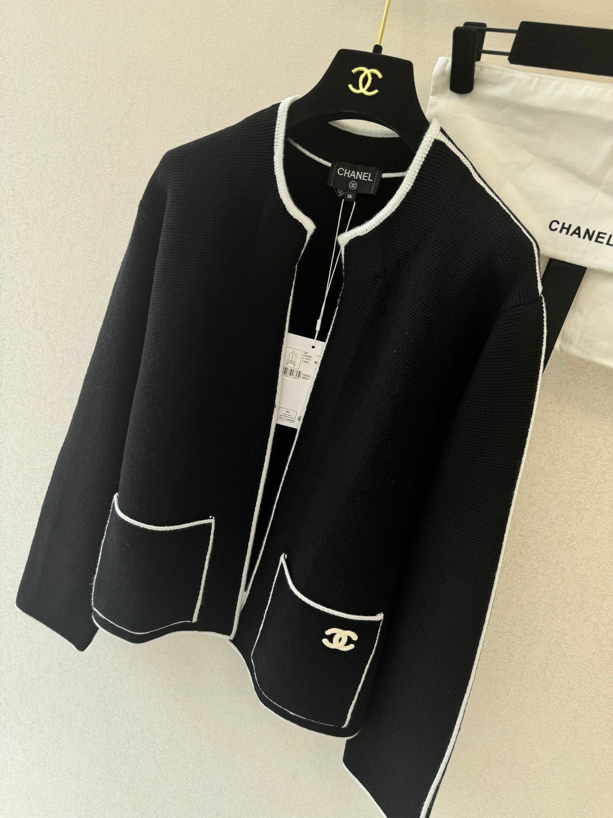 CC 26s Neck Cardigan Black Cotton Cotton