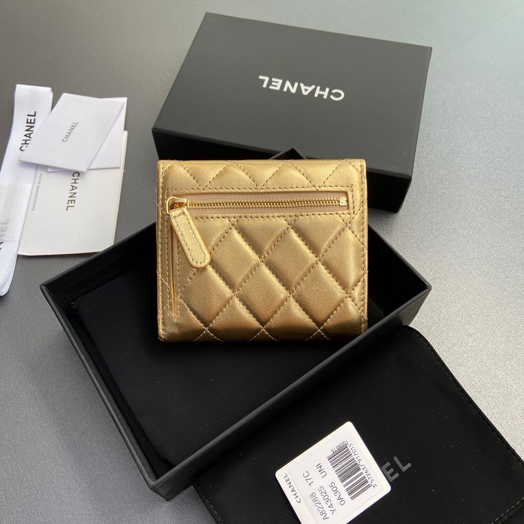 CC 82288 Classic Flap Wallet Gold Lamskin GHW 229884
