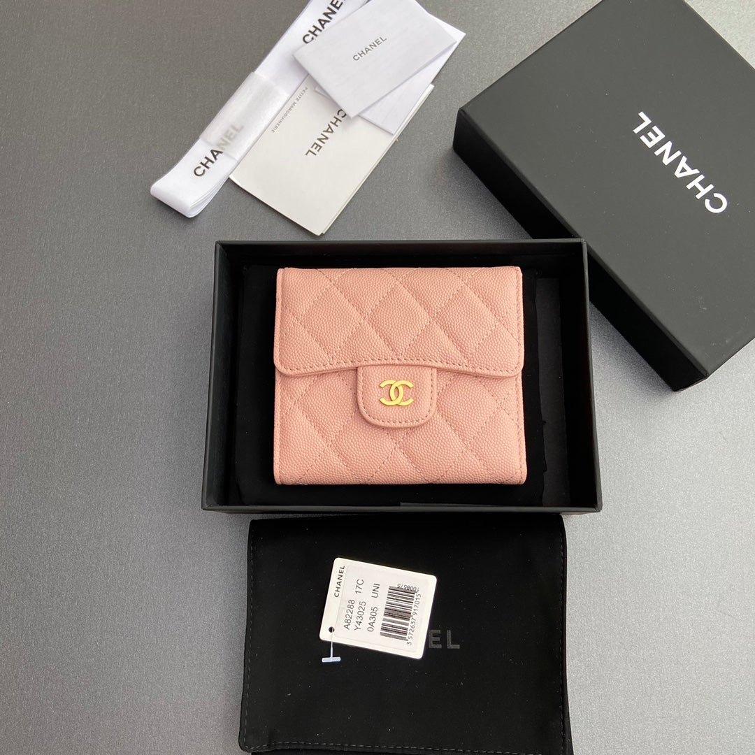 CC 82288 Classic Flap Wallet Light Pink Caviar GHW 229888