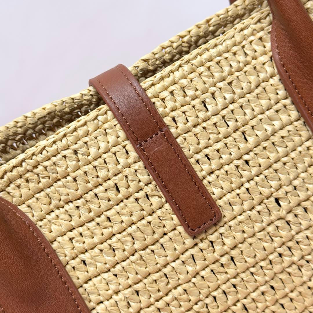 YSL Panier Tote Bag 29cm Straw Color in Raffia 285695