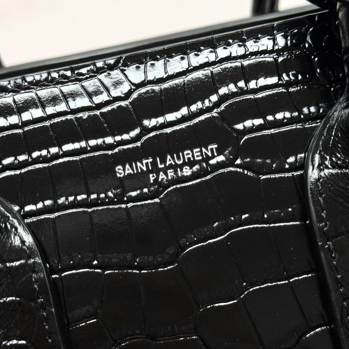 YSL Sac de Jour Baby 32cm Black in Crocodile-patterned Cowhide 285791