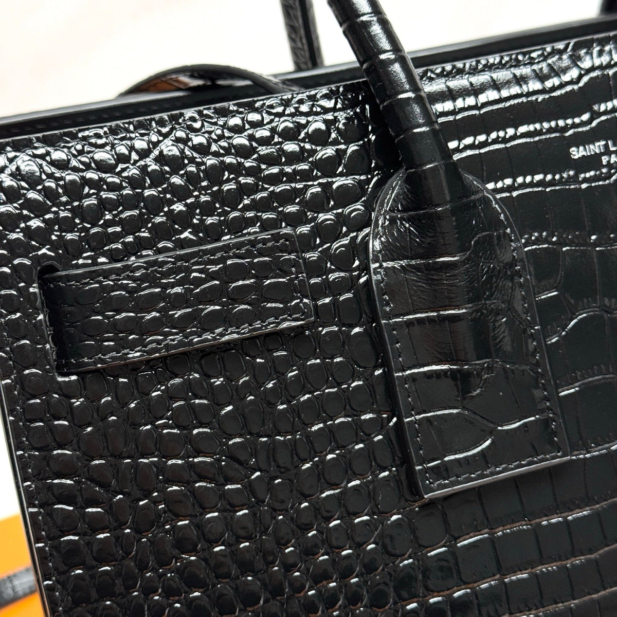 YSL Sac de Jour Baby 32cm Black in Crocodile-patterned Cowhide 285791