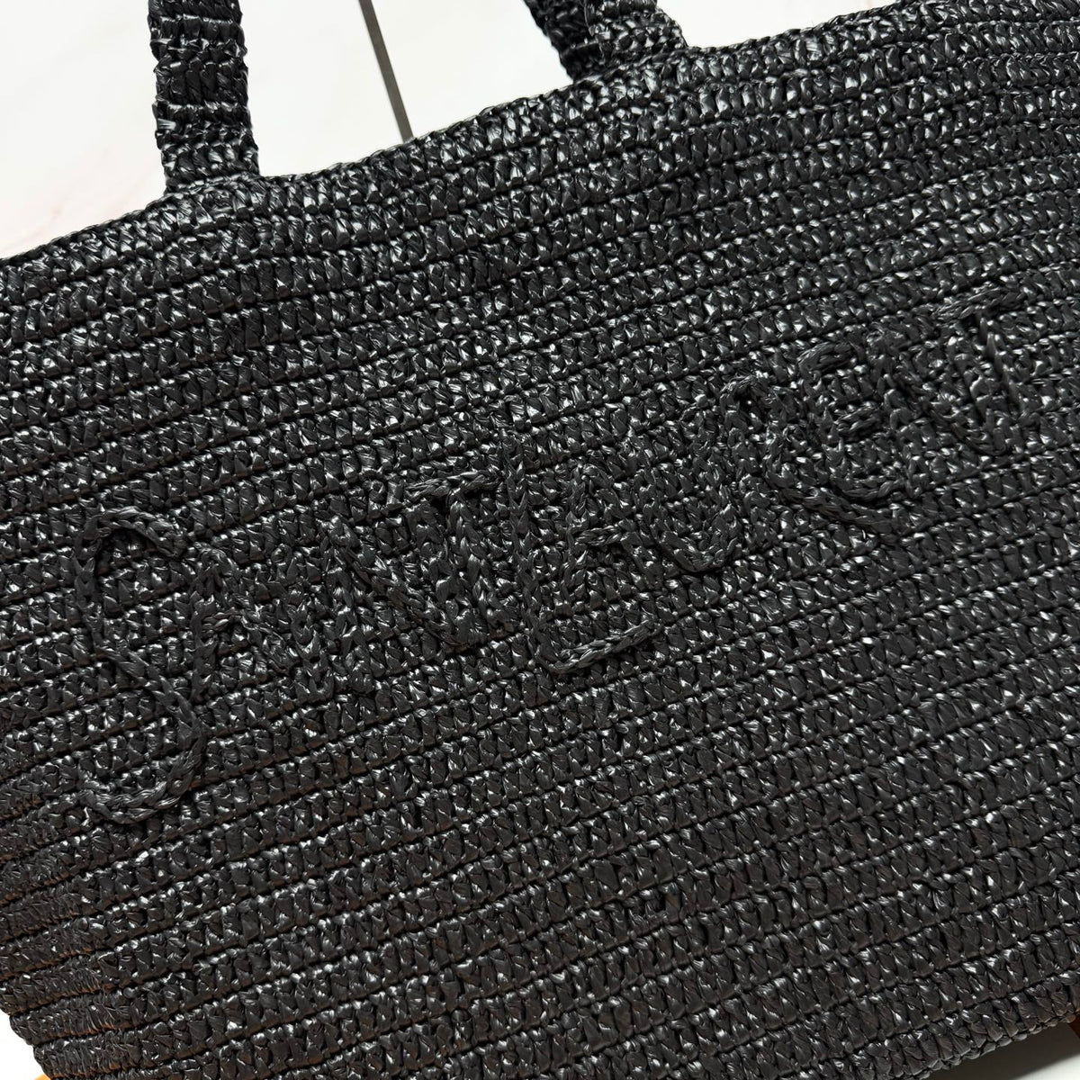 YSL Tote Bag 50cm Black in Raffia 285707