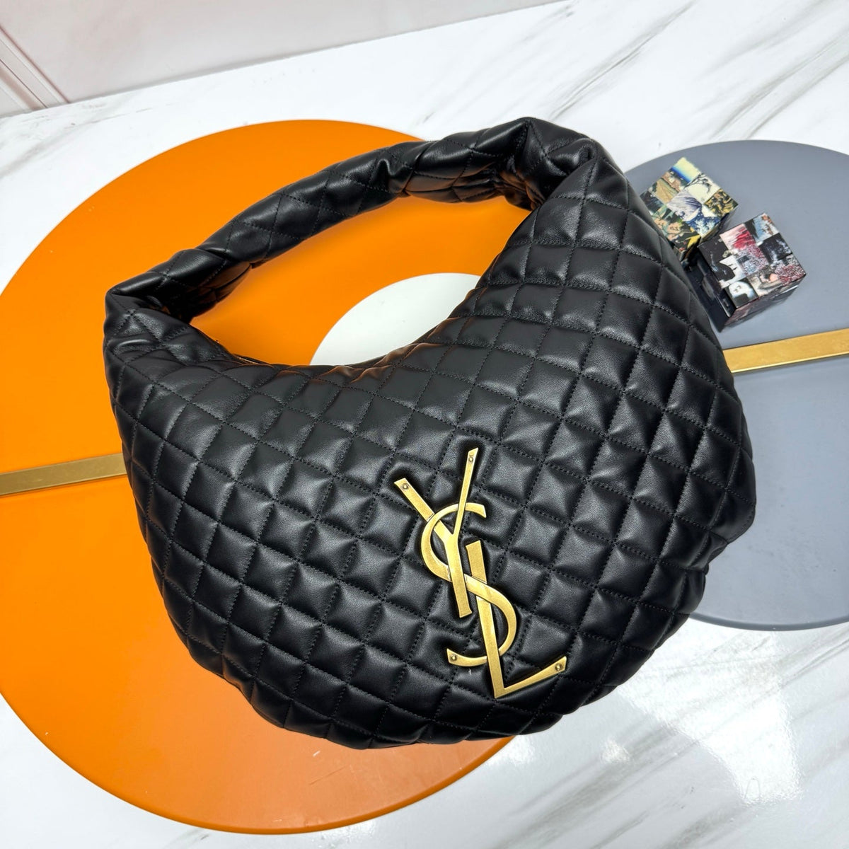 YSL Icarino Large Shoulder Bag Black Quited Leather 286001