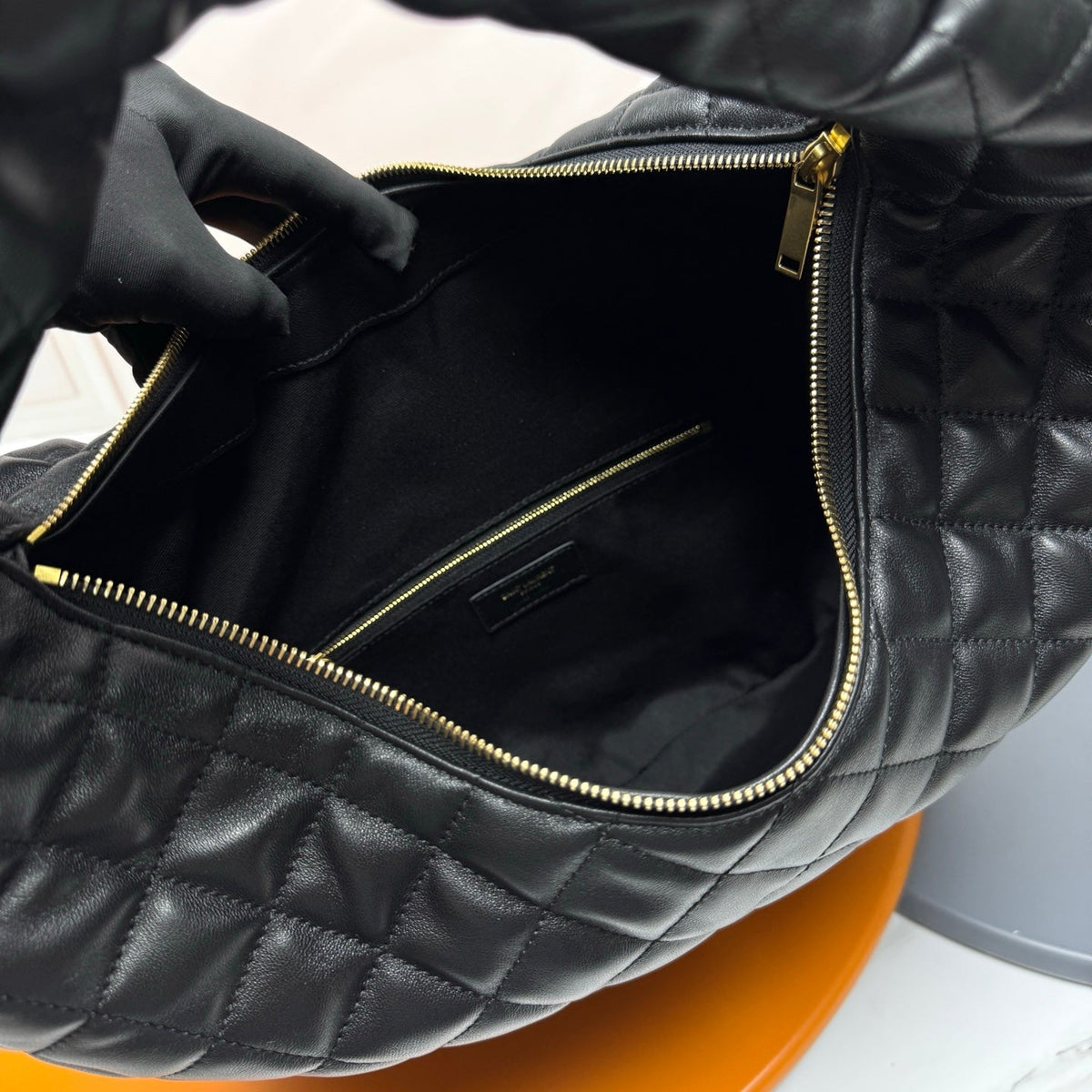 YSL Icarino Large Shoulder Bag Black Quited Leather 286001