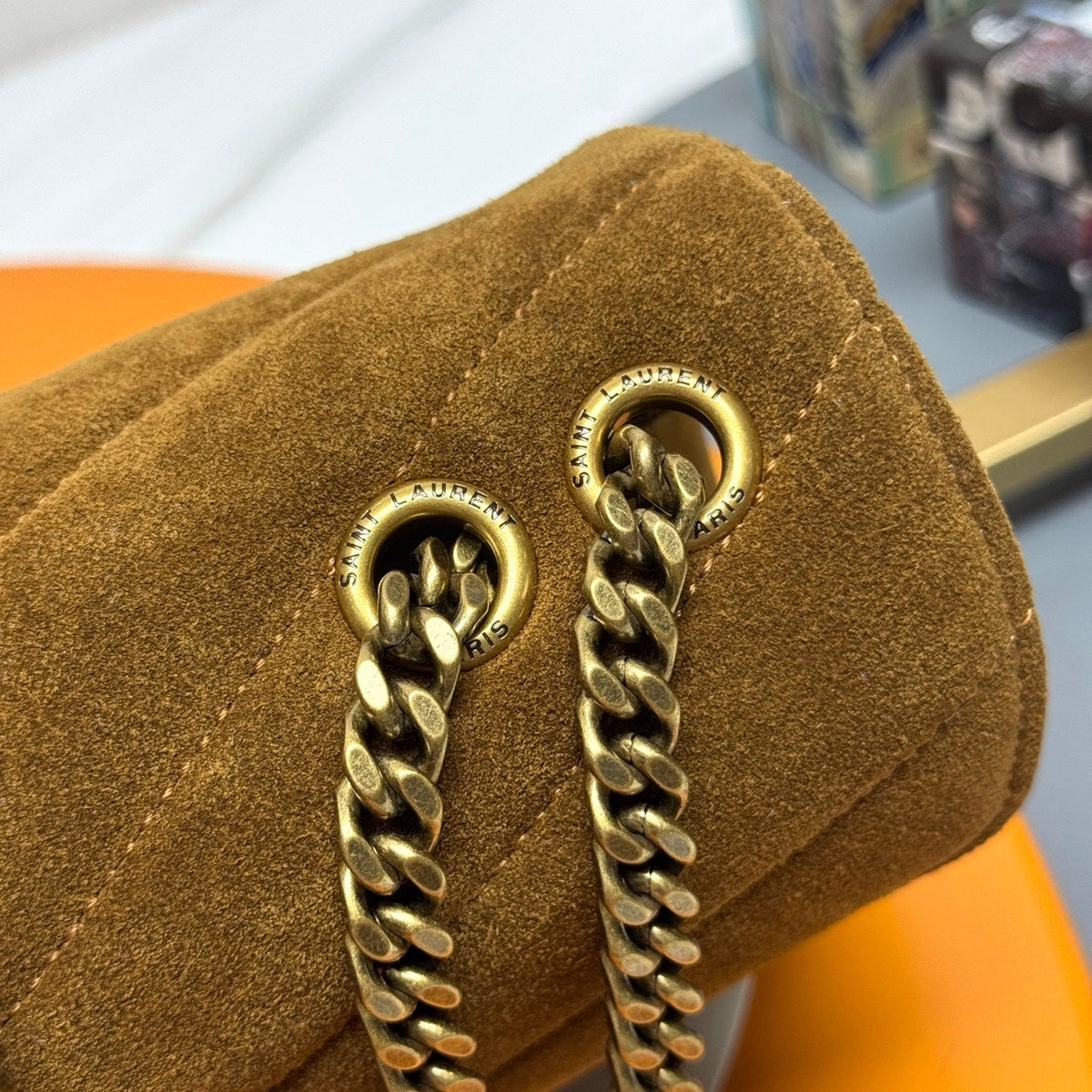 YSL Loulou Small Bag 24cm Coffee Brown Suede 285669