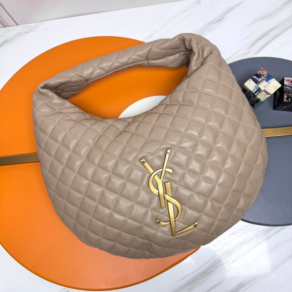 YSL Icarino Large Shoulder Bag Beige Quited Leather 286004