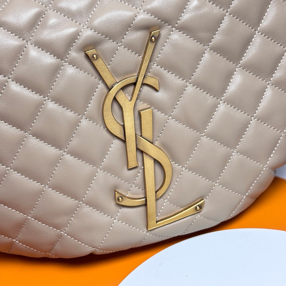 YSL Icarino Large Shoulder Bag Beige Quited Leather 286004