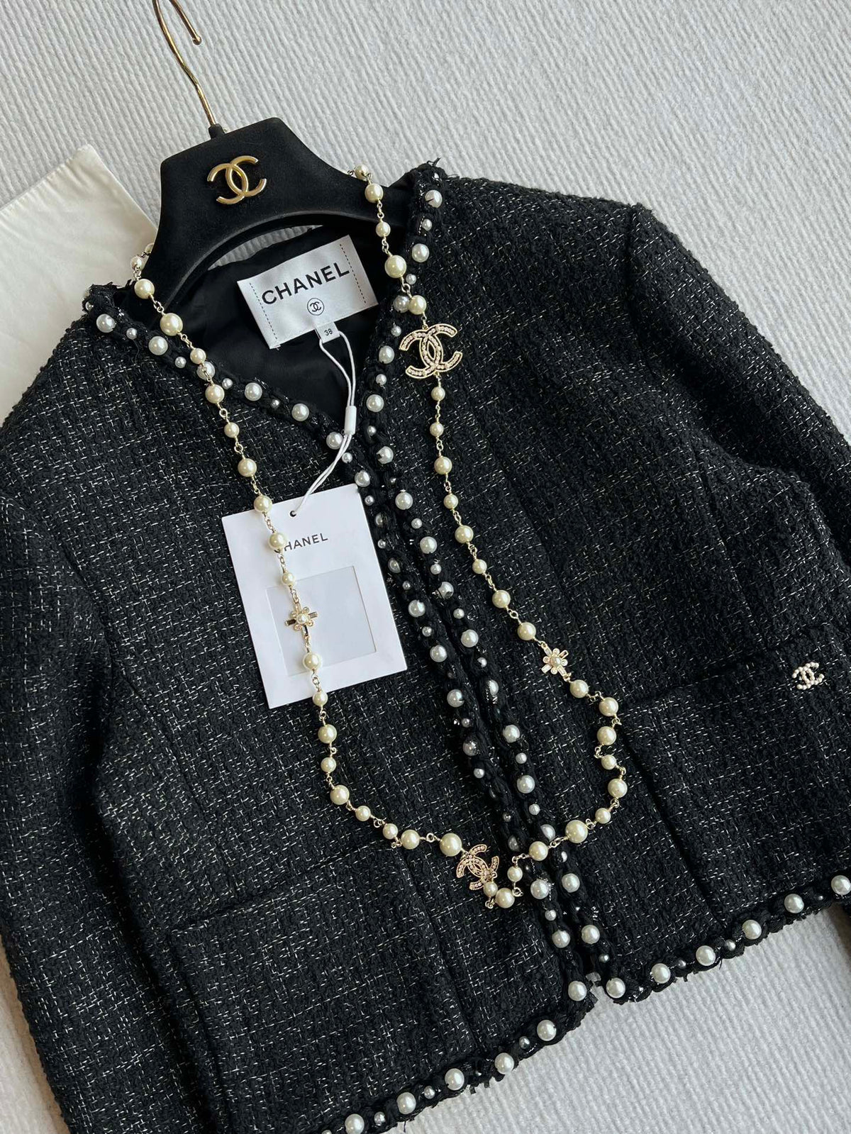 CC 25 Tweed Short Jacket Black Viscose Cotton 235912