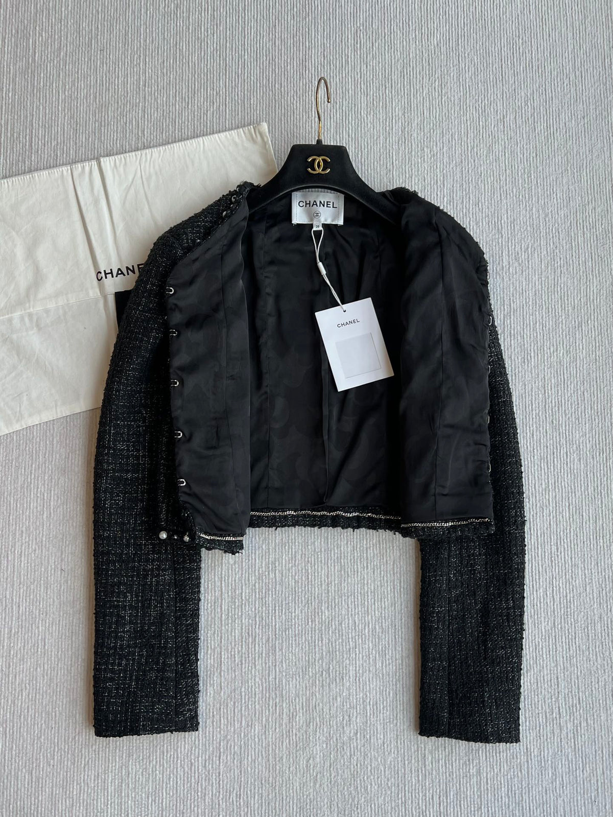 CC 25 Tweed Short Jacket Black Viscose Cotton 235912