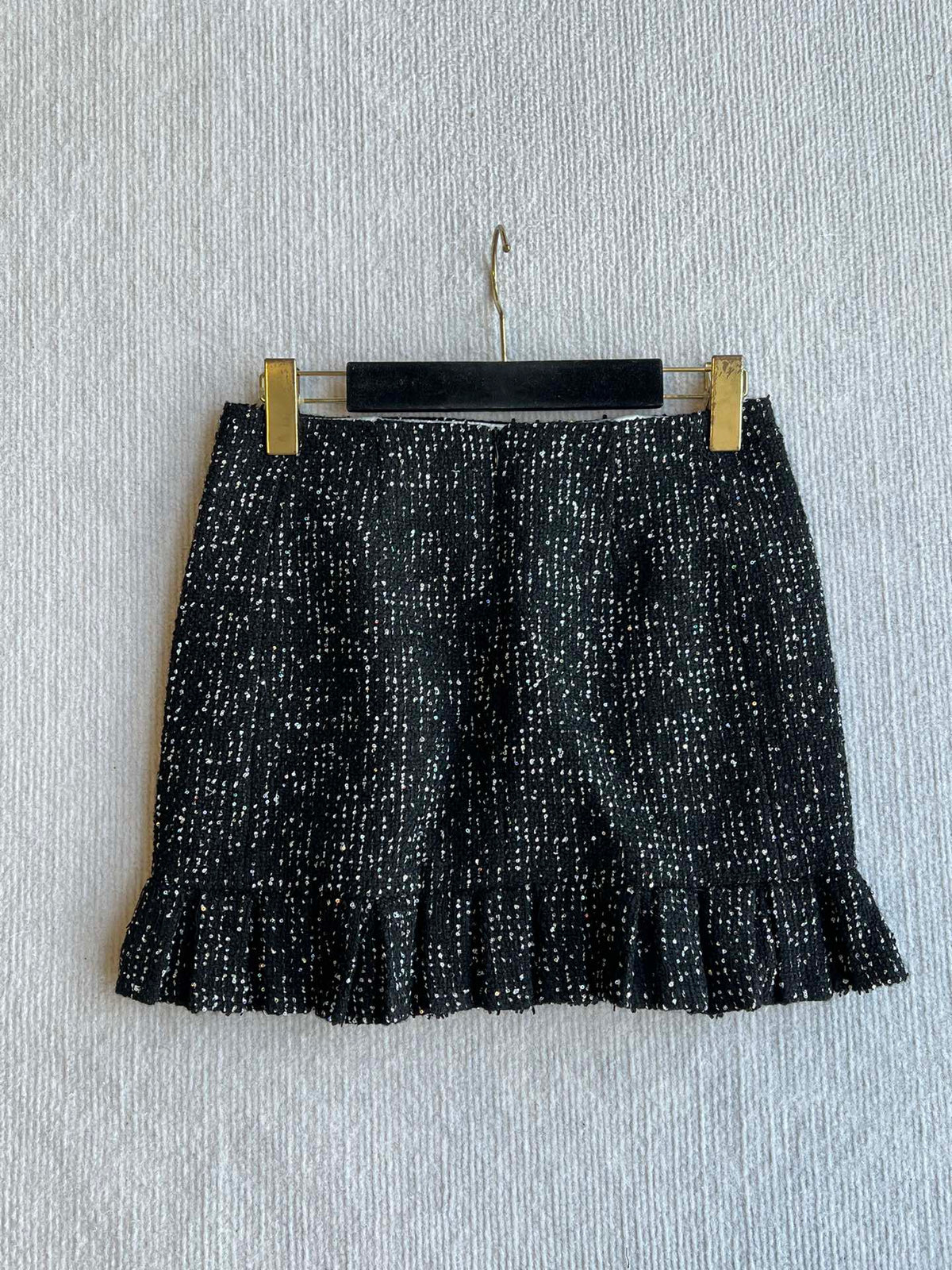 CC 25 Sequined Skirt In Black Tweed 277170