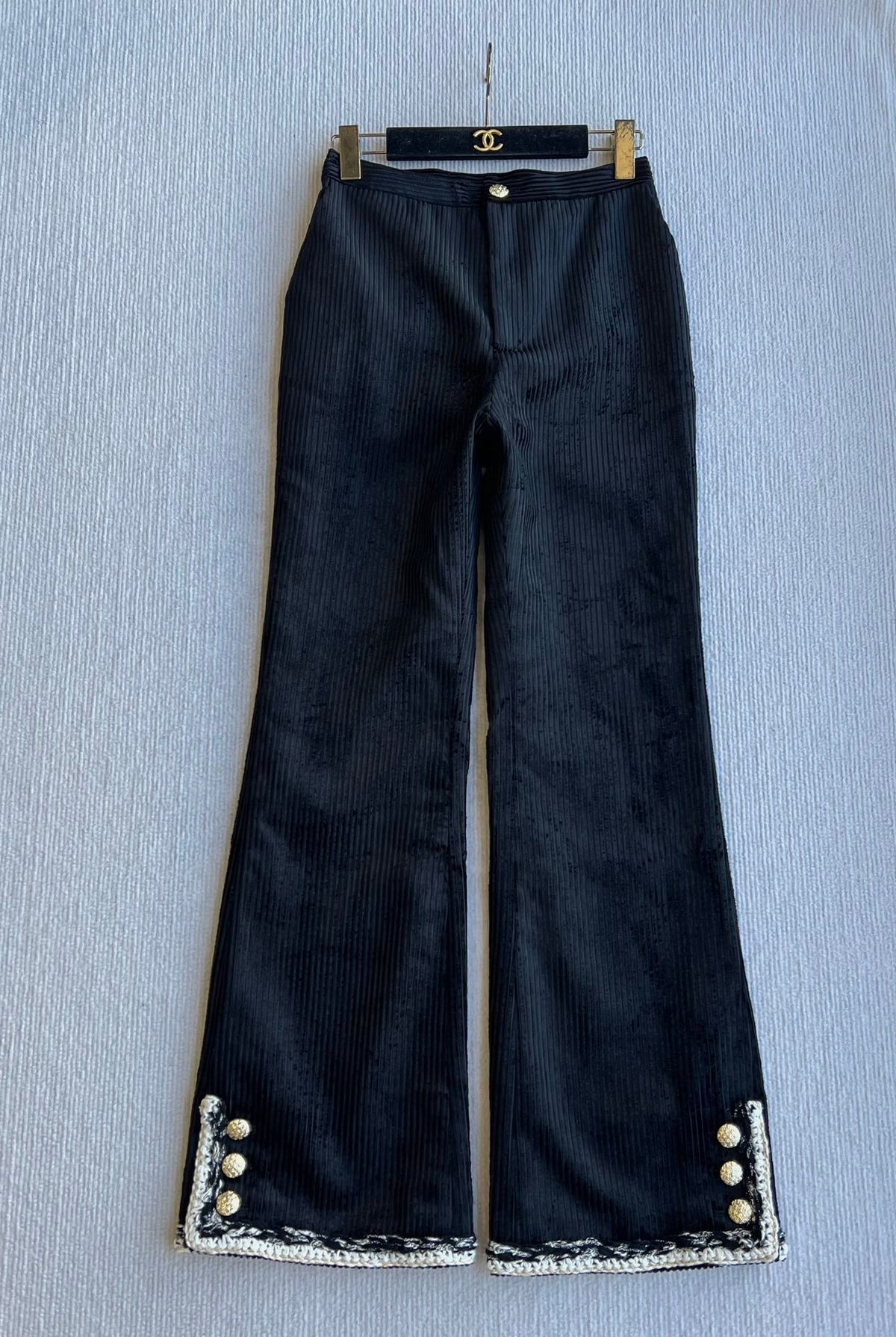 CC Corduroy Trousers Black Viscose Polyester 318577