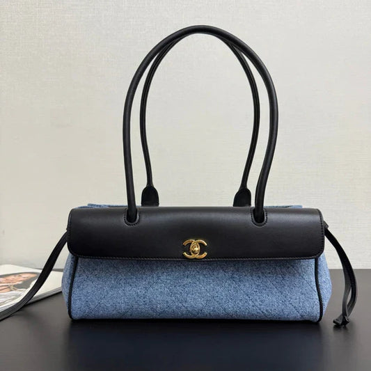 CC 2026 Shopping Bag 31cm Blue Black Denim Calfskin