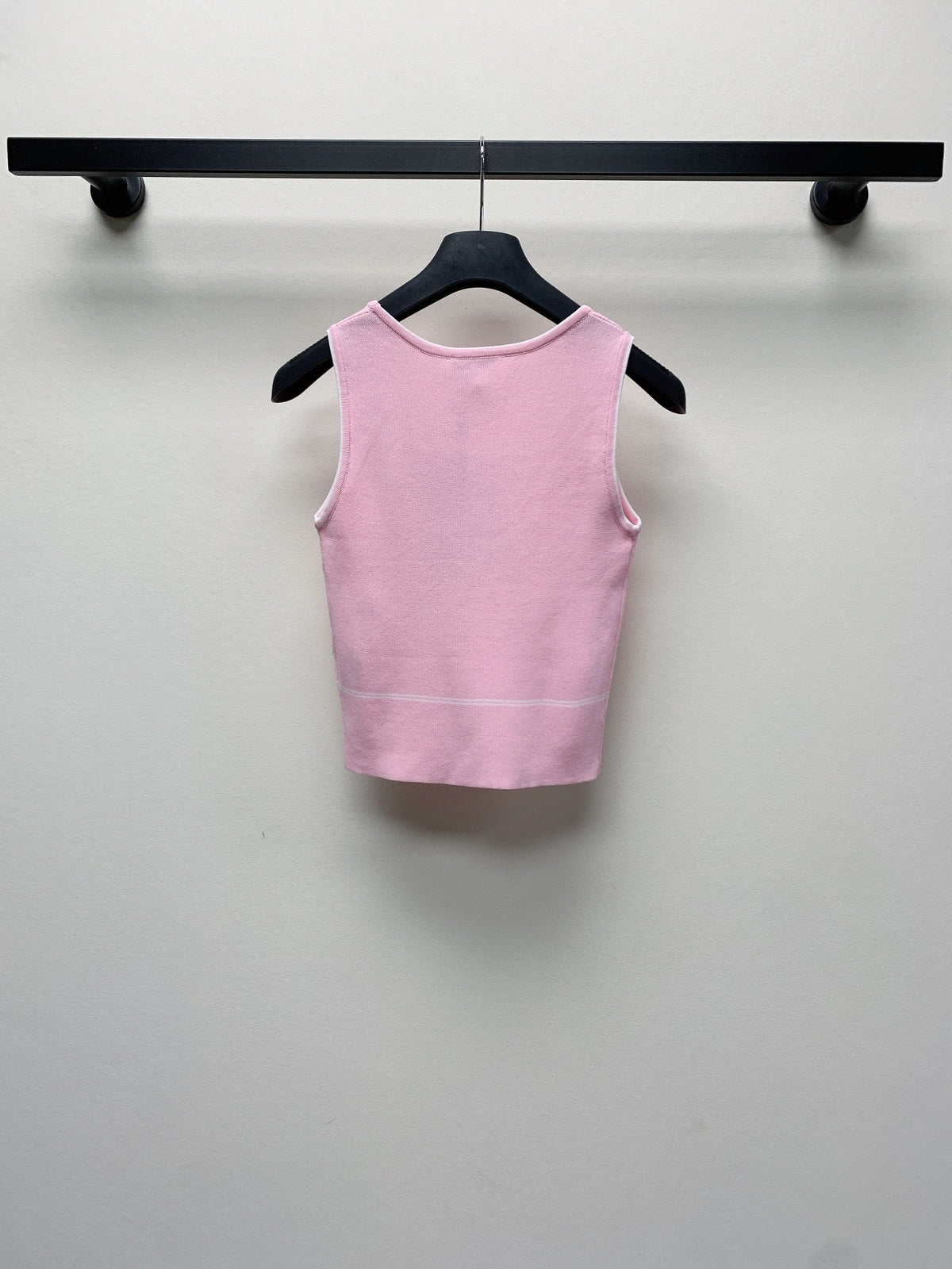CC 25 Round Neck Knitted Embroidered Logo Vest in Pink 277576
